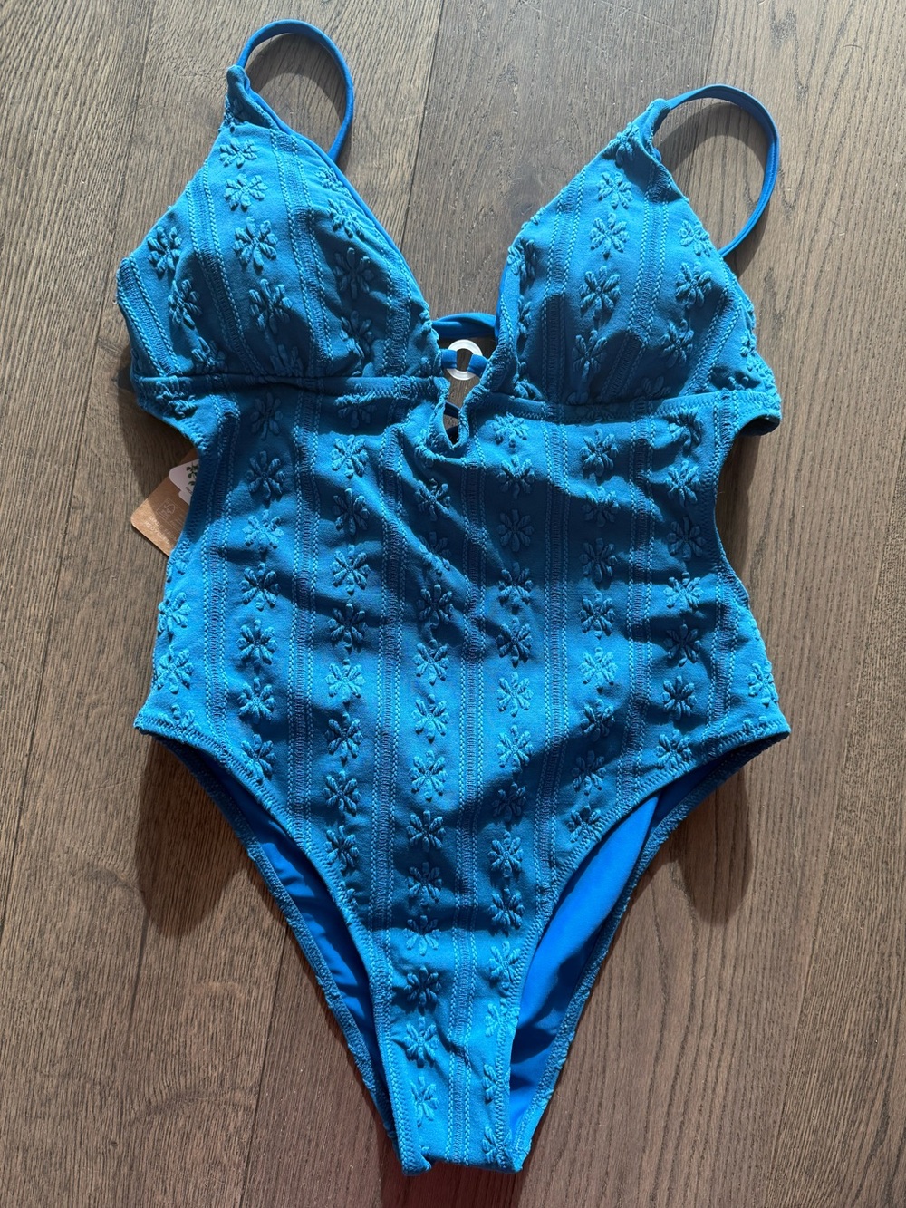 Berlook Blue Textured Cutout One Piece Swimwear. NWT.